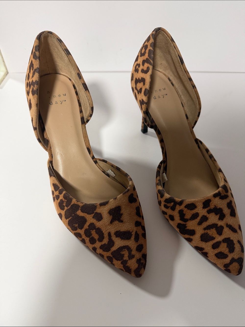 a new day Leopard Print Pointed Toe D'Orsay Heels - Brown/Black